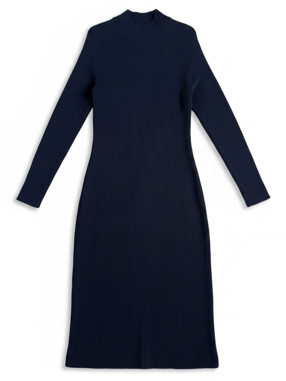 Boden Ribbed Knitted Midi Dress 10 Navy Blue Long Sleeve NWT‎ - Picture 3 of 11